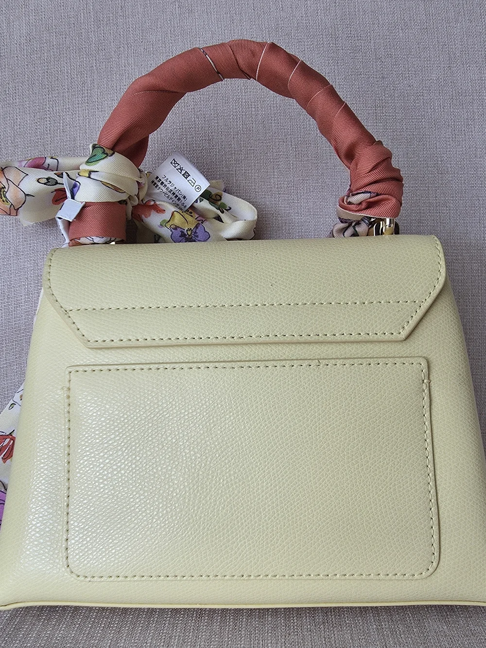 Furla Yellow Leather Top-Handle Bag with 2 Silk Twills & Charm